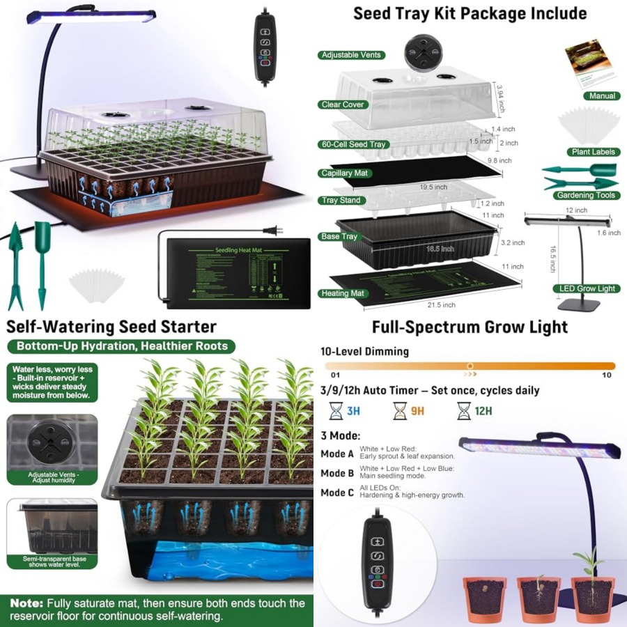 Humidity Dome Kit - 60 Hücreli Kendiliğinden Sulanan Tohum Başlangıç